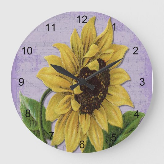 zonnebloem op blad grote klok (Voorkant)