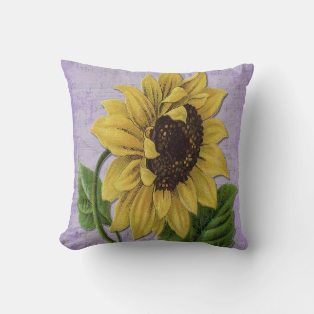  zonnebloem op blad kussen (Voorkant)