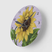 zonnebloem op blad ronde klok (Hoek)