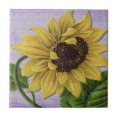  zonnebloem op blad tegeltje (Voorkant)