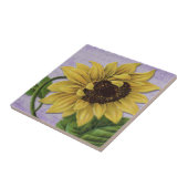  zonnebloem op blad tegeltje (Zijkant)