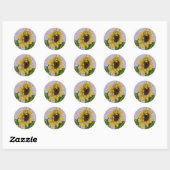 zonnebloem op bladmuziek ronde sticker (Vel)