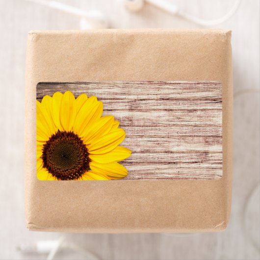 Zonnebloem op blanco blanco bast etiket (Insitu)