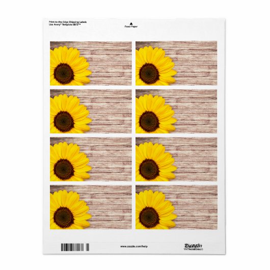 Zonnebloem op blanco blanco bast etiket (Full Sheet)