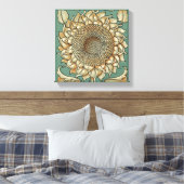 Zonnebloem op Blauw-groene achtergrond Canvas Afdruk (Insitu (Slaapkamer))