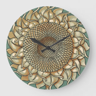 Zonnebloem op Blauw-groene achtergrond Grote Klok
