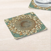 Zonnebloem op Blauw-groene achtergrond Kartonnen Onderzetters (Schuin)
