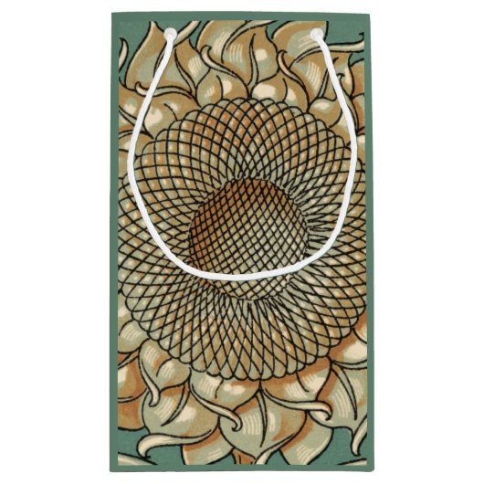 Zonnebloem op Blauw-groene achtergrond Klein Cadeauzakje (Achterkant)