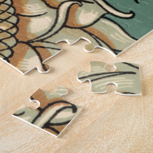 Zonnebloem op Blauw-groene achtergrond Legpuzzel (Zijkant)