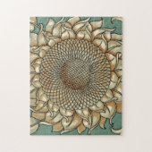 Zonnebloem op Blauw-groene achtergrond Legpuzzel (Verticaal)