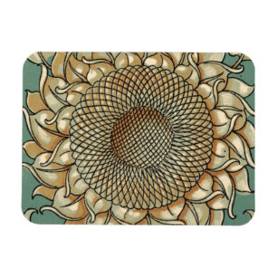 Zonnebloem op Blauw-groene achtergrond Magneet