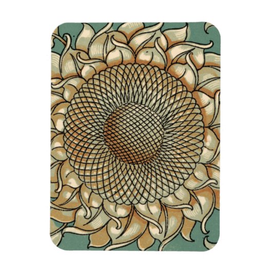 Zonnebloem op Blauw-groene achtergrond Magneet (Verticaal)