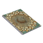 Zonnebloem op Blauw-groene achtergrond Notitieboek (Rechterzijde)