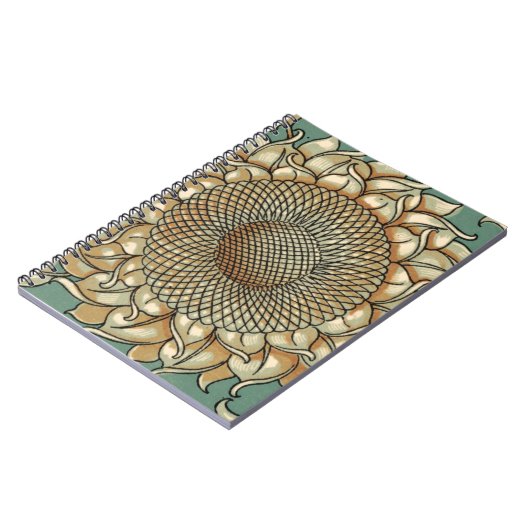 Zonnebloem op Blauw-groene achtergrond Notitieboek (Linkerzijde)