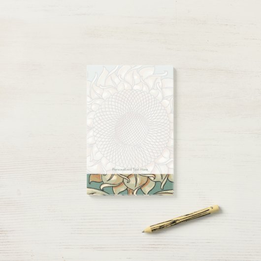 Zonnebloem op Blauw-groene achtergrond Post-it® Notes (Op bureau)