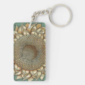 Zonnebloem op Blauw-groene achtergrond Sleutelhanger (achterkant)