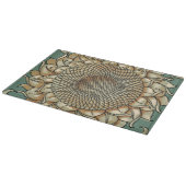 Zonnebloem op Blauw-groene achtergrond Snijplank (Hoek)