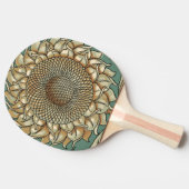 Zonnebloem op Blauw-groene achtergrond Tafeltennisbatje (Zijkant)