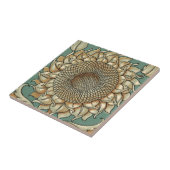 Zonnebloem op Blauw-groene achtergrond Tegeltje (Zijkant)