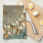 Zonnebloem op Blauw-groene achtergrond Theedoek (Quarter Fold)