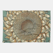 Zonnebloem op Blauw-groene achtergrond Theedoek (Horizontaal)