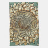 Zonnebloem op Blauw-groene achtergrond Theedoek (Verticaal)