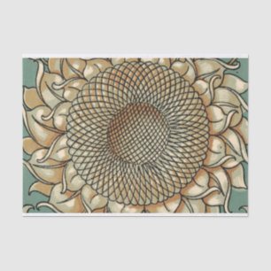 Zonnebloem op Blauw-groene achtergrond Tissuepapier