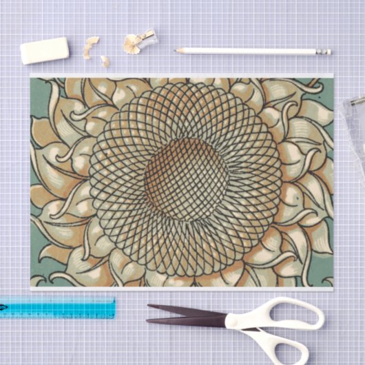 Zonnebloem op Blauw-groene achtergrond Tissuepapier (Craft)