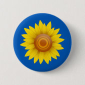 Zonnebloem op blauw ronde button 5,7 cm (Voorkant)
