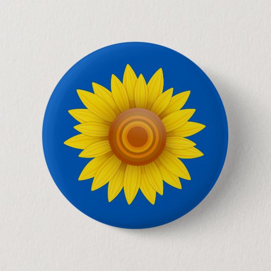 Zonnebloem op blauw ronde button 5,7 cm (Voorkant)