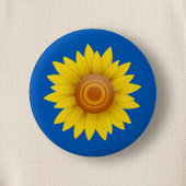 Zonnebloem op blauw ronde button 5,7 cm