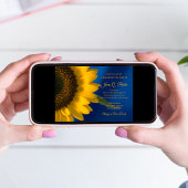 Zonnebloem op Blauw Viering van het Leven Memorial Kaart