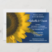 Zonnebloem op blauwe bruiloft kaart (Voorkant)