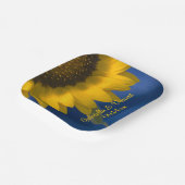 Zonnebloem op blauwe bruiloft papieren bordje (Gebogen)