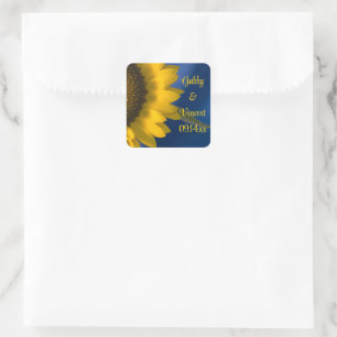 Zonnebloem op blauwe bruiloft vierkante sticker