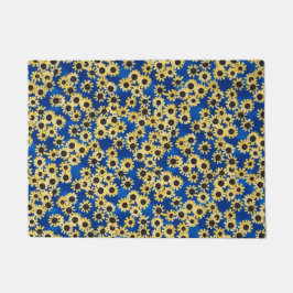 Zonnebloem op Blauwe Doormat Deurmat