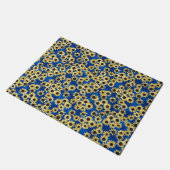 Zonnebloem op Blauwe Doormat Deurmat (Schuin)