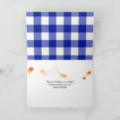 Zonnebloem op blauwe en witte geruite verjaardag kaart (Binnen)