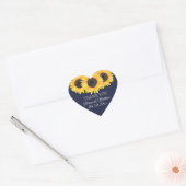 Zonnebloem op Blue Wedding Heart Sticker (Envelop)