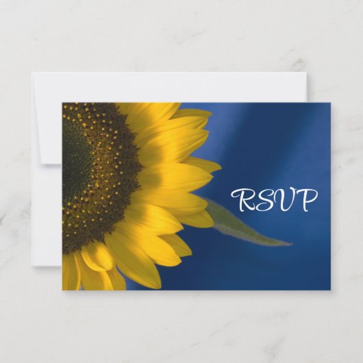 Zonnebloem op Blue Wedding RSVP (Voorkant)
