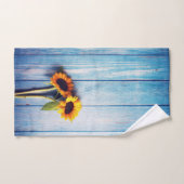 Zonnebloem op Blue Wood Wall Bad Handdoek (Handdoek)