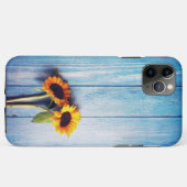 Zonnebloem op Blue Wood Wall Case-Mate iPhone Case (Achterkant (horizontaal))