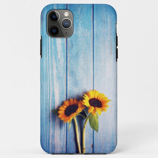 Zonnebloem op Blue Wood Wall Case-Mate iPhone Case (Achterkant)