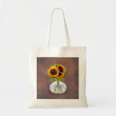 Zonnebloem op bruine Rustic Tote Bag (Voorkant)