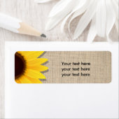 Zonnebloem op Burlap Rustieke Country Adresetikett Etiket (Insitu)