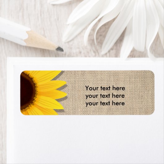 Zonnebloem op Burlap Rustieke Country Adresetikett Etiket (Insitu)