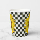 Zonnebloem op dambord papieren bekers (Links)