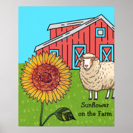Zonnebloem op de boerderij poster