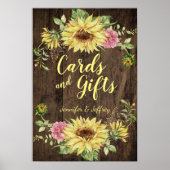 Zonnebloem op de Kaart van het Rustige hout Poster (Voorkant)