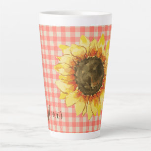 Zonnebloem op de Mok van Gingham Latte